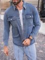 Manfinity Hypemode Men's Denim Shirt With Flap Pockets On The Front