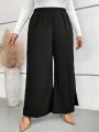 SHEIN CURVE+ Plus Solid Wide Leg Pants