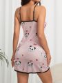 Women's Panda Print Spaghetti Strap Nightgown