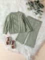 Baby's Solid Color Waffle Knit Sweater Set