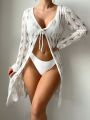 SHEIN Swim BohoFeel Women's Kimono Cardigan With Front Knot