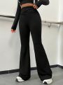 SHEIN Coolane Women's Black Versatile Flare Pants