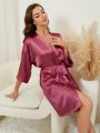 Women's Solid Color Glossy Bridesmaid Robe