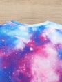 SHEIN Tween Girl Galaxy and Cat Print Tee & Pants PJ Set