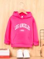 Little Girls' Sports Casual Hooded Letter Print Sweatshirt, Spring And Autumn