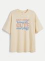 StarrifyStudio Girls' Slogan Printed Short Sleeve T-shirt For Summer