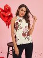 SHEIN Clasi Women'S Floral Print Halter Neck Tank Top