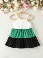 Baby Girls' Casual And Simple Colorblock Patchwork Dress