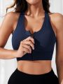 Yoga Basic High Support Zip Front Sports Bra
