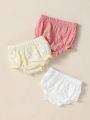 SHEIN 3pcs/Set Baby Girls' Twill Solid Color Triangle Diaper Covers, Cute And Casual For Summer