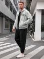 Manfinity Hypemode Plus Size Men's Letter Printed Zipper Hoodie