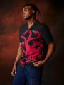 Game of Thrones X SHEIN Men Short Sleeve Buttoned Dragon Pattern Shirt