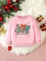 Young Girl 1pc Letter Graphic Sweatshirt