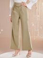 SHEIN Modely Women'S Pearl-Chain Decorated Flared Pants