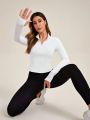 SHEIN Tennis Casual Solid Color Zipper Half Zip Tight Fit Athletic Sweatshirt