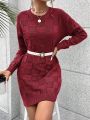 SHEIN Unity Solid Color Drop Shoulder Sweater Dress Without Belt