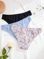 3pcs Women'S Lace Trimmed Triangle Panties