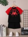 Toddler Boys' Spider Print Raglan Short Sleeve Top And Shorts Set