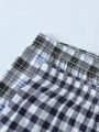 2pcs Men's Plaid Boxer Shorts With Loose Fit And High Waist For Summer