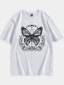 ROMWE Guys Butterfly Print Tee