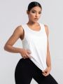 Daily&Casual Solid Color Mesh Patchwork Sports Tank Top