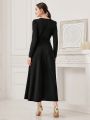 SHEIN Modely V-neck Long Sleeves Women's Dress With Back Zipper