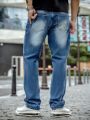 Men Slant Pocket Straight Leg Jeans