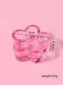 1pc Multifunctional Pink Mini Flower Shaped Crystal Pen Holder, Color Mixing Cup, Water Cup