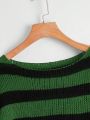PUNK Plus Striped Pattern Ripped Sweater