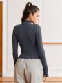 Street Sport Ladies' Zipper Closure Half Placket Long Sleeve Sports Jacket