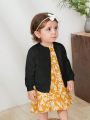 SHEIN 1pc Baby Girl'S Cute Cardigan With Round Neck And Long Sleeve