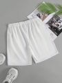 Women's 'pretty' Letter Print White Casual Loose Fit Shorts