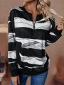 Color Block Striped Drop Shoulder Sweatshirt