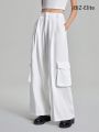 SHEIN BIZwear Flap Pocket & Side Stripe Wide Leg Pants