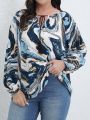 SHEIN LUNE Women's Plus Size Floral Print Shirt