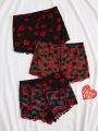 3pcs Bowknot Decorated Pajama Shorts Set