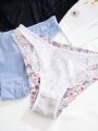 3pcs Women'S Lace Trimmed Triangle Panties