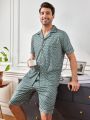 Men'S Printed Short Sleeve Homewear Set Full Of Letters