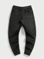 SHEIN Men 2pcs Letter Patched Drawstring Waist Teddy Pants