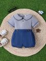 Baby Boys' Doll Collar Contrast Trim Top And Shorts