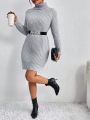 SHEIN Essnce Turtleneck Raglan Sleeve Sweater Dress