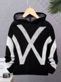 Boys' Hooded Sweater With Color Blocking Design