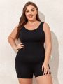 Plus Solid Shapewear Bodysuit