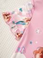 Young Girls' Pink Cute Mermaid Printing Sleepwear/ Loungewear Dress