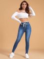 Drawstring Waist Skinny Jeans