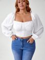 Steven Sweet Plus Size Solid Color Cropped Shirt