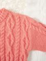 Tween Girl Cable Knit Drop Shoulder Sweater