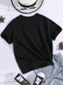 Girls' Starry Sky Print Round Neck T-Shirt