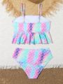 Teen Girls' Two-Piece Fish Scale Print Cami Swimsuit