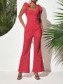 Christian Allana Eyelet Bustier Jumpsuit With Bow Straps